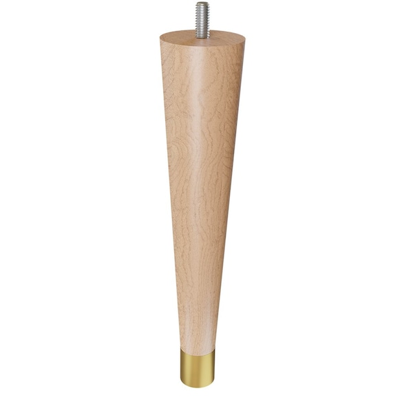 Designs Of Distinction 9" Round Tapered Leg with bolt and 1" Satin Brass Ferrule - Hardwood 01240009MASB6 - main
